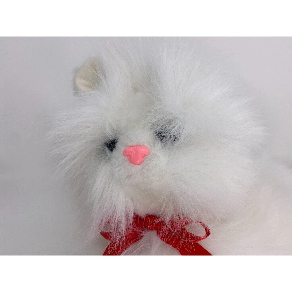Santa's Best Cat Kitten Vintage Animated Xmas Decor Head & Tail Move White Fur